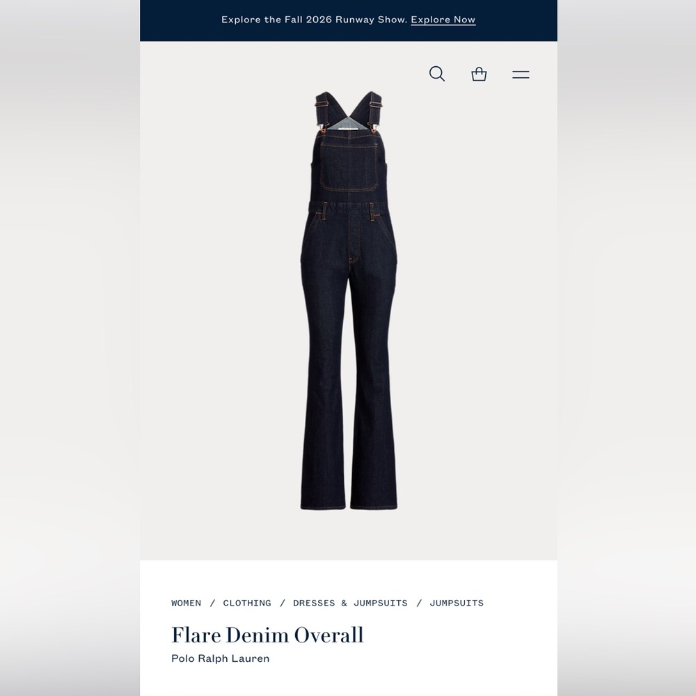 Ralph Lauren Women's Flare Denim Overalls - Dark Indigo